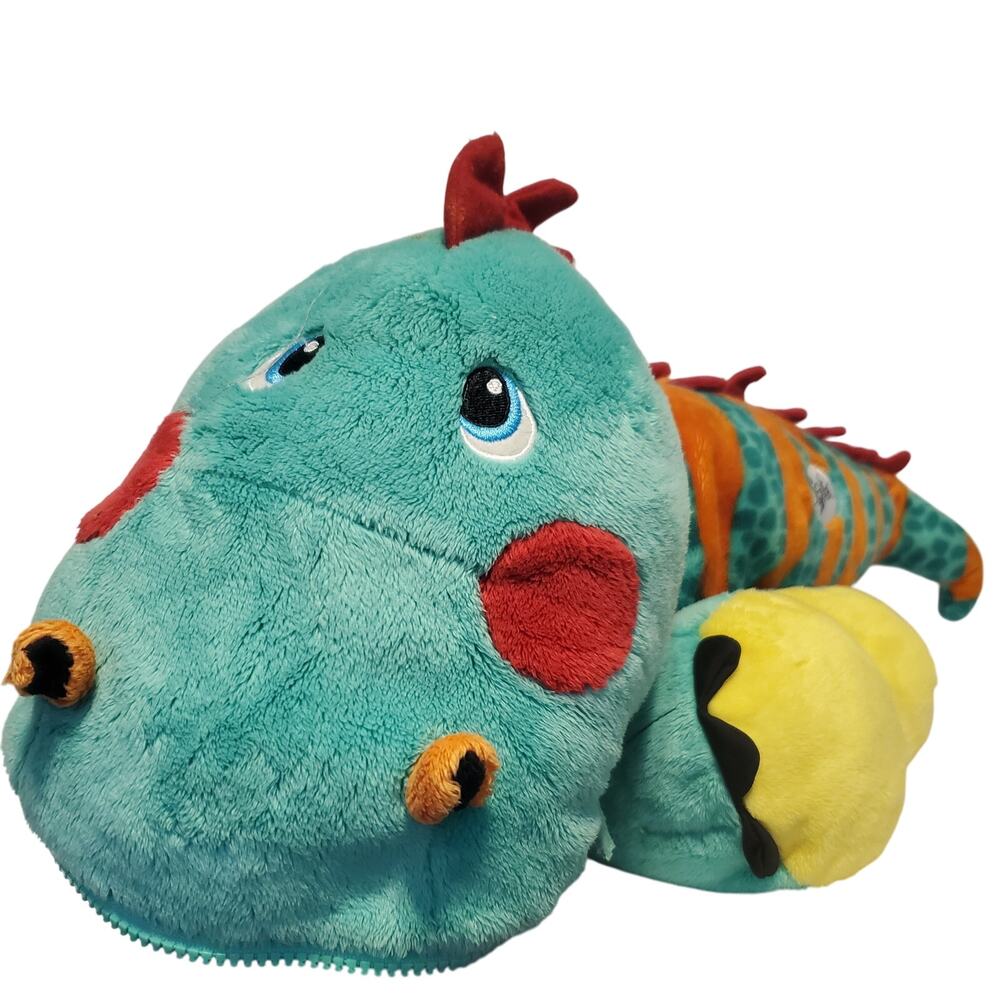 Stuffies Iguana 28" Plush Pillow Zipper mouth and feet and back pockets